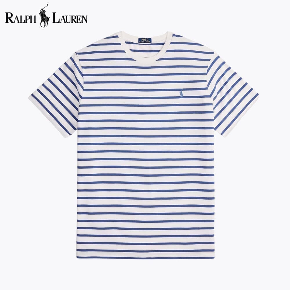Ralph Lauren Gestreiftes Jersey-t-shirt With Randhalsfromschnitt