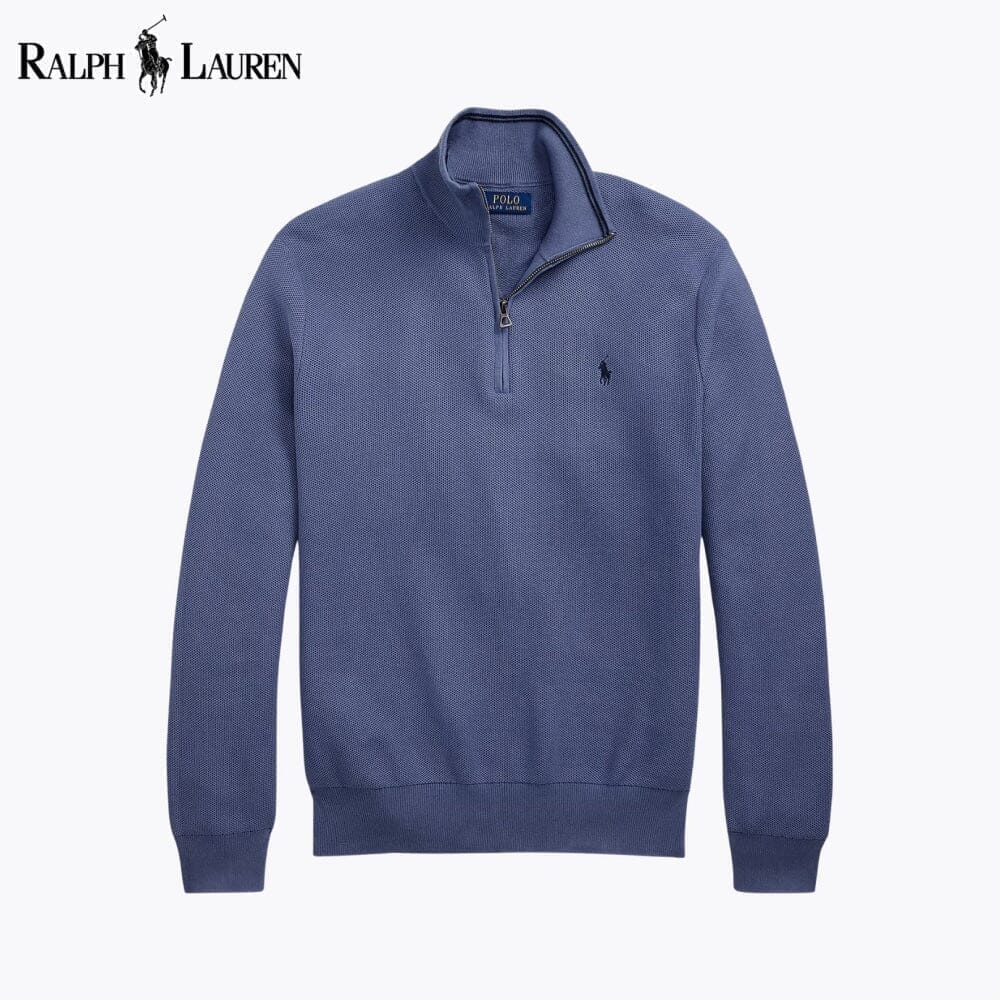 Ralph Lauren Mesh-stricksweater From Cotton With Quarter Zip