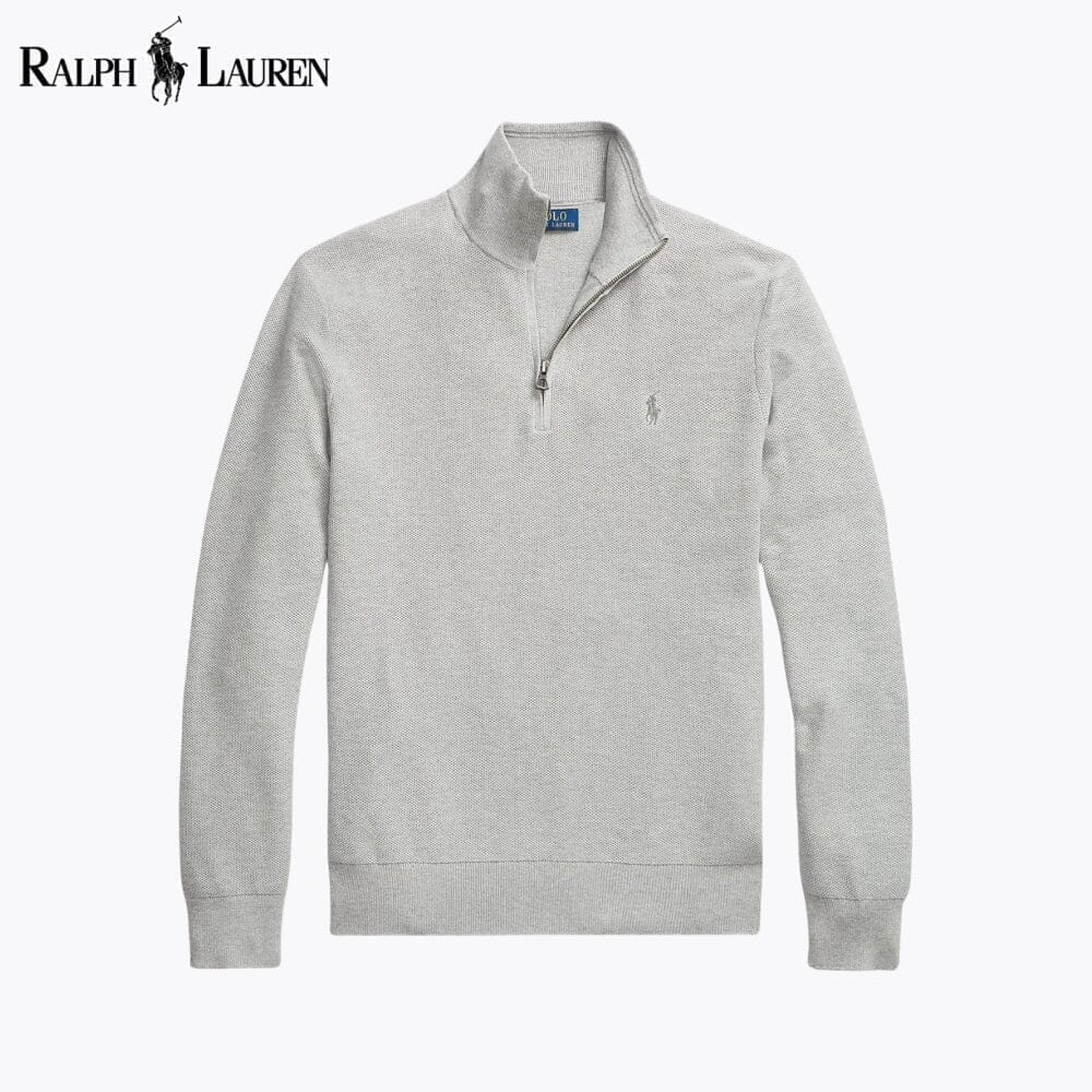 Ralph Lauren Mesh-stricksweater From Cotton With Quarter Zip