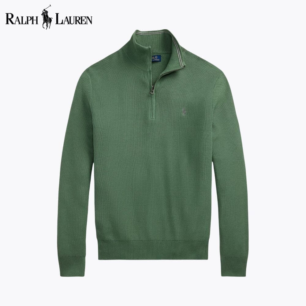 Ralph Lauren Mesh-stricksweater From Cotton With Quarter Zip