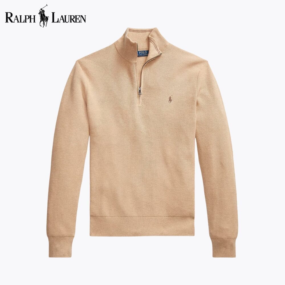 Ralph Lauren Mesh-stricksweater From Cotton With Quarter Zip