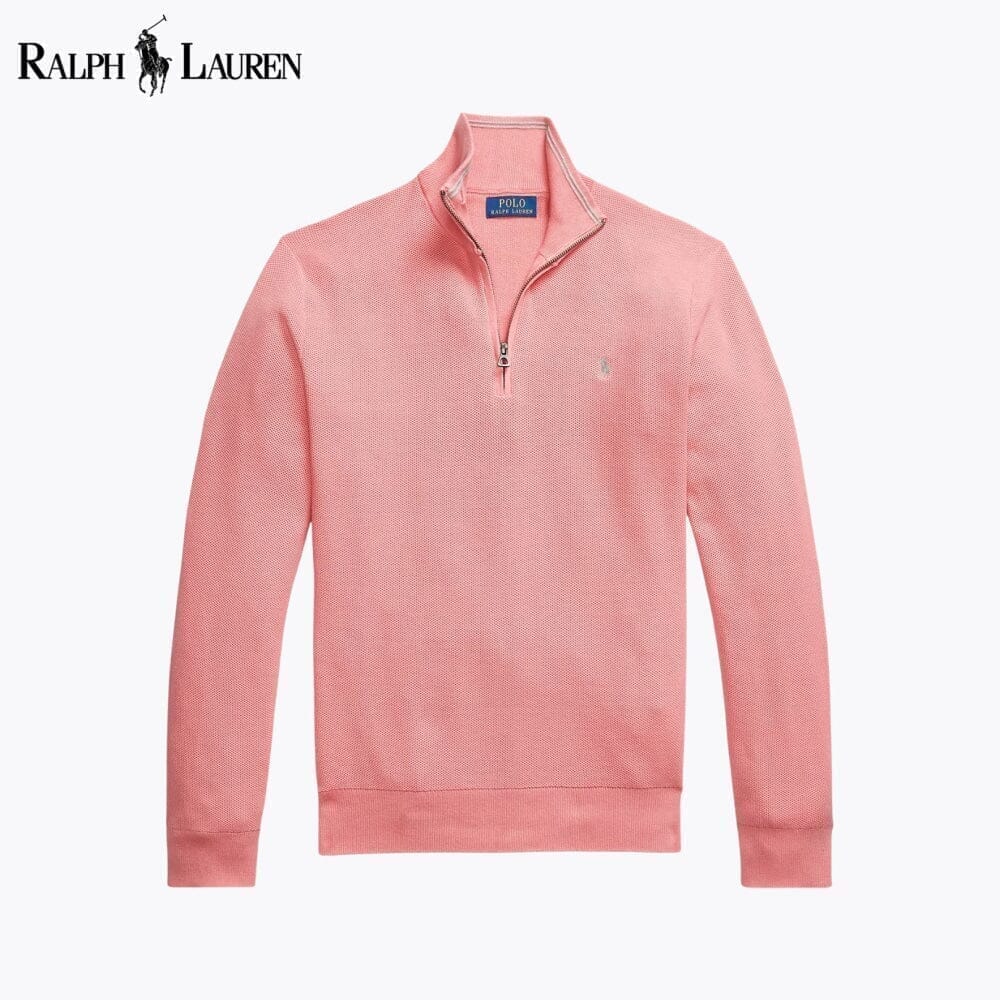 Ralph Lauren Mesh-stricksweater From Cotton With Quarter Zip