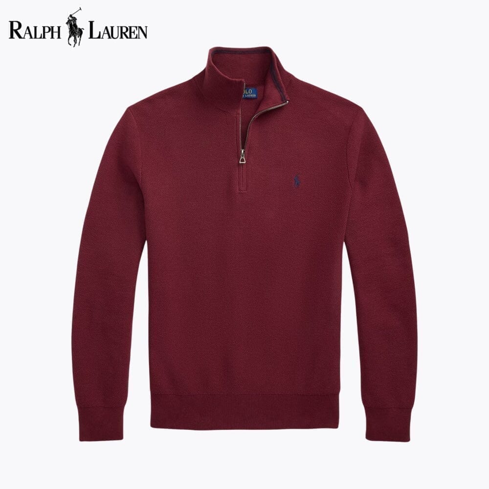 Ralph Lauren Mesh-stricksweater From Cotton With Quarter Zip