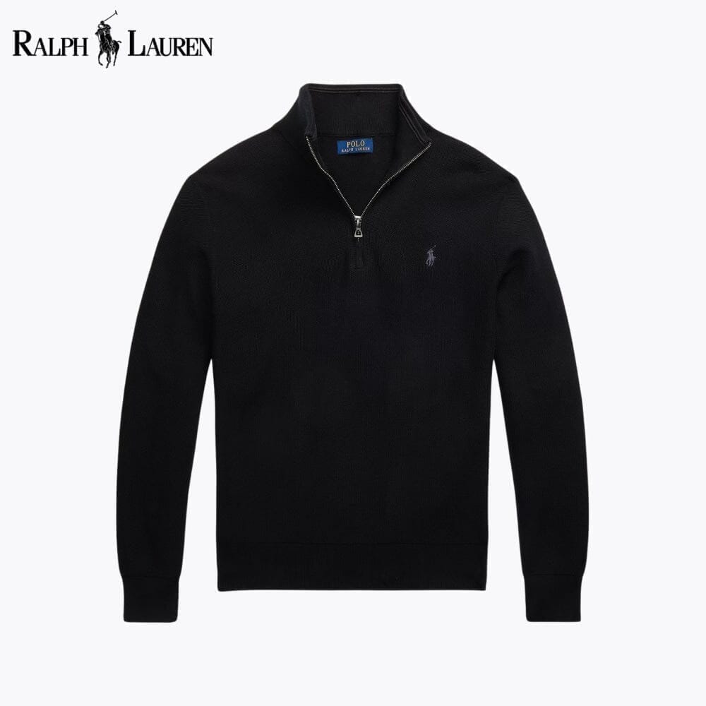 Ralph Lauren Mesh-stricksweater From Cotton With Quarter Zip