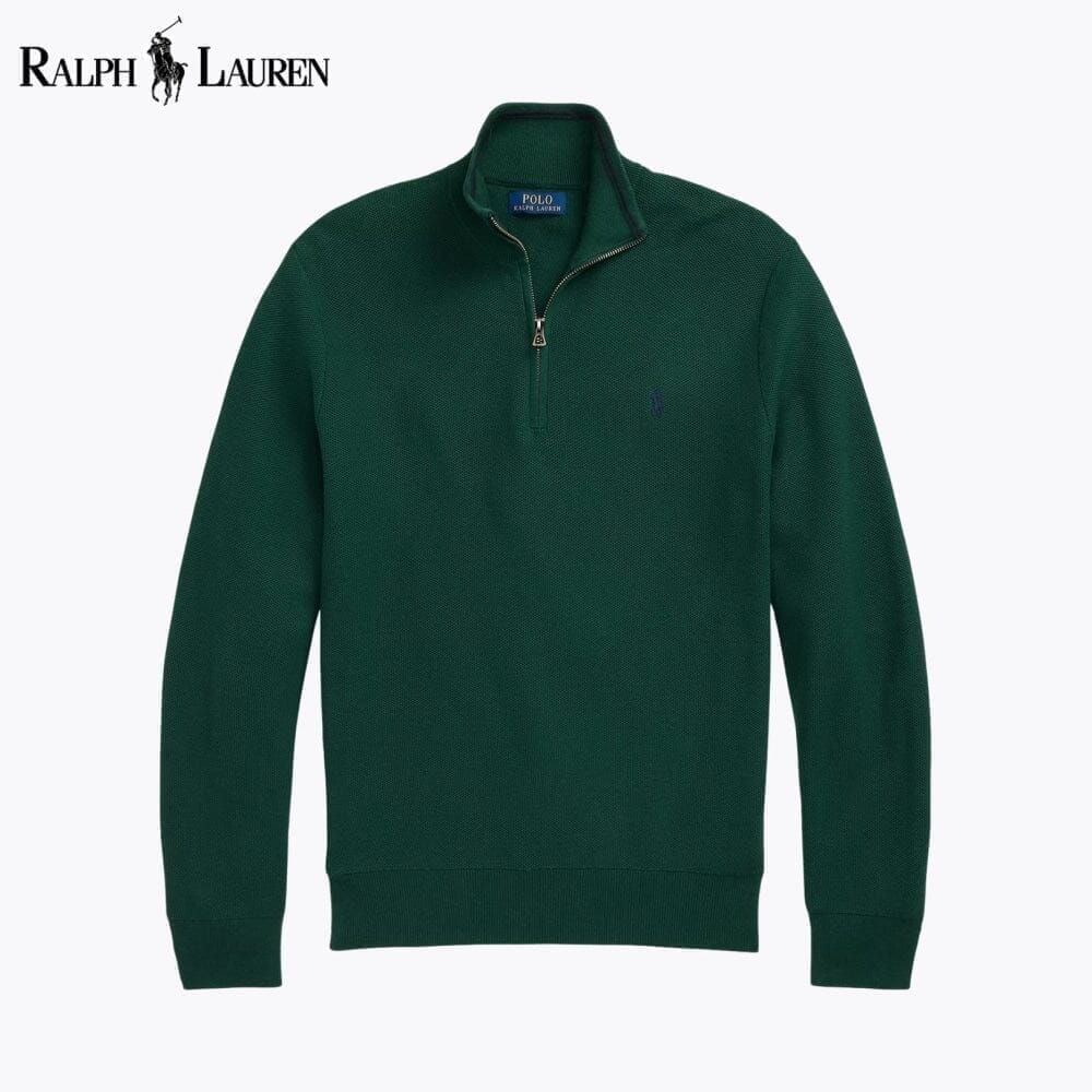 Ralph Lauren Mesh-stricksweater From Cotton With Quarter Zip