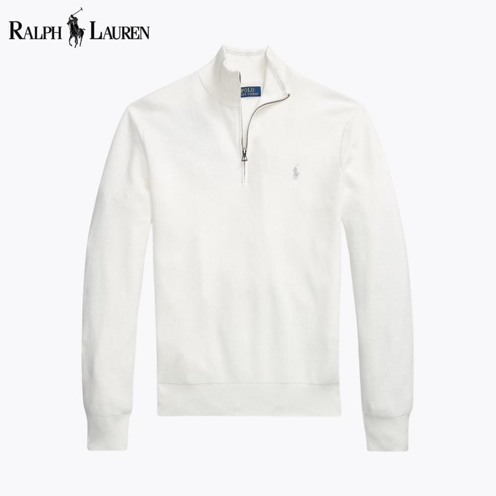 Ralph Lauren Mesh-stricksweater From Cotton With Quarter Zip