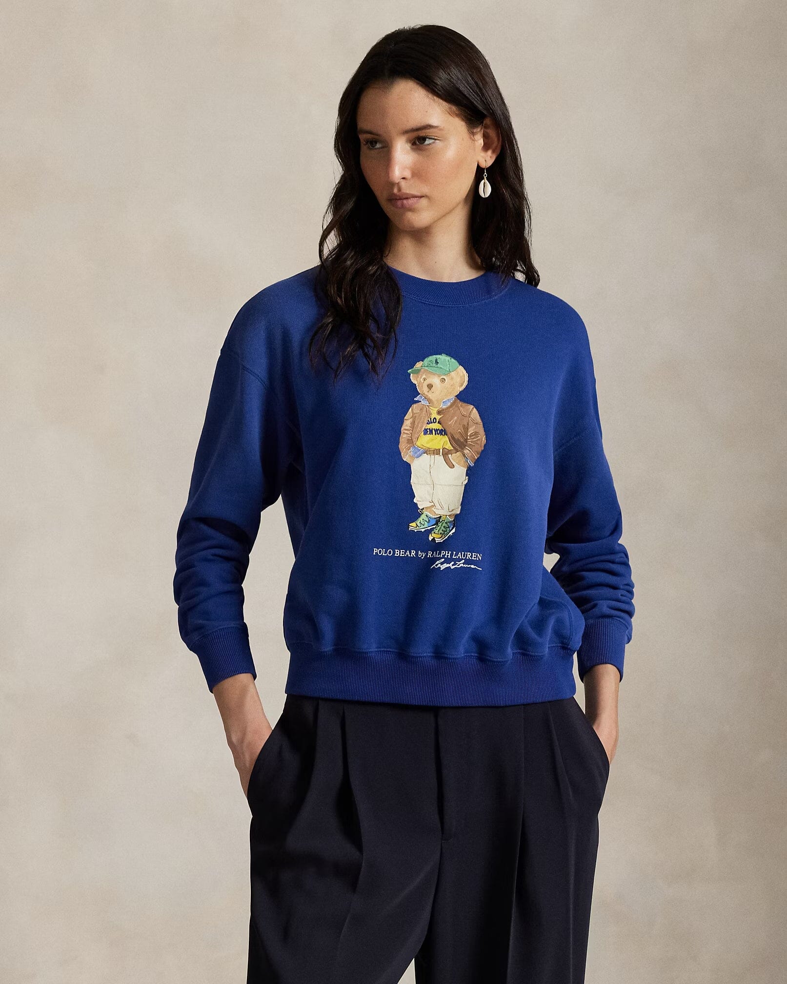 Ralph Lauren Polo Bear Leichtes Fleece-shirt With Randhalsfromschnitt