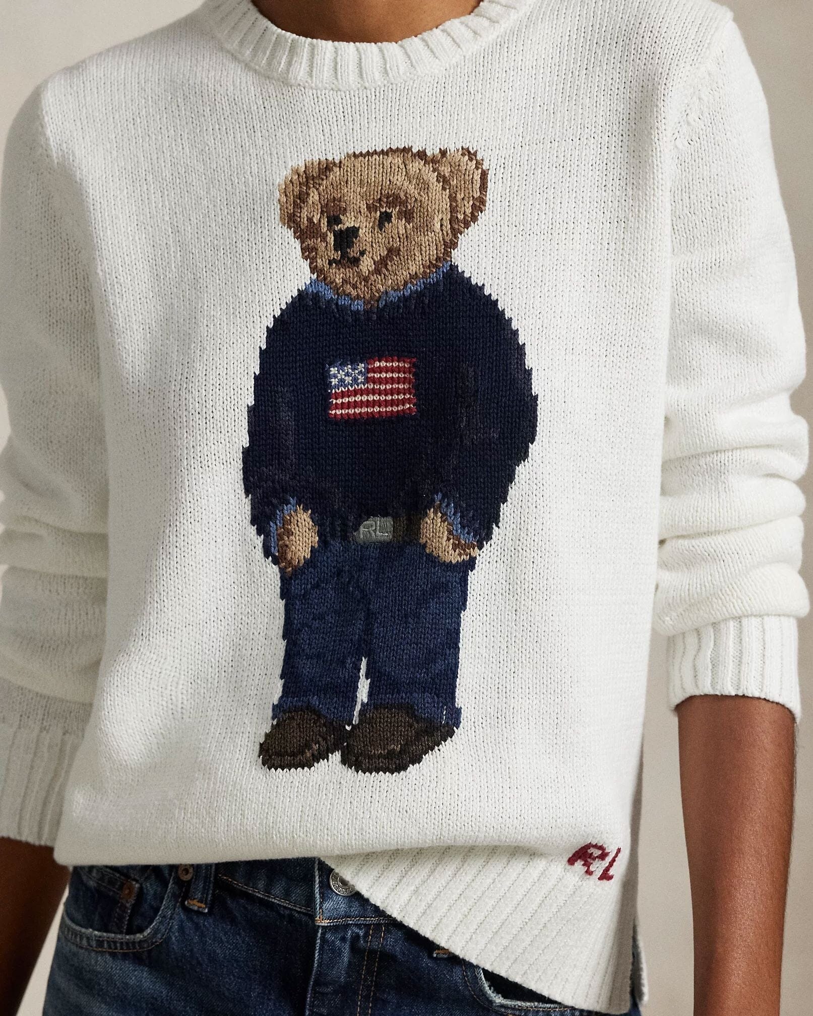 Ralph Lauren Polo Bear Randhalssweater From Leinen-cotton