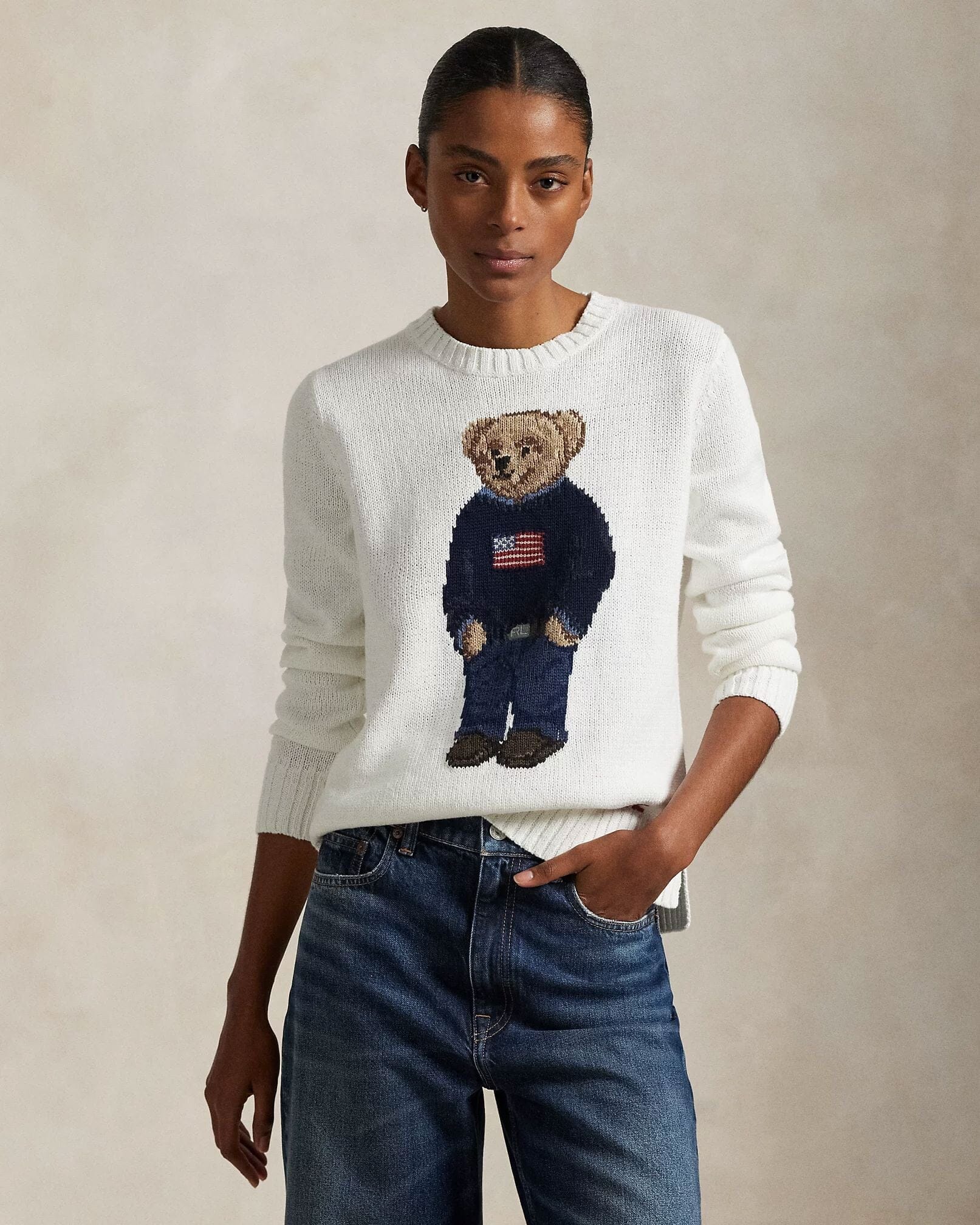 Ralph Lauren Polo Bear Randhalssweater From Leinen-cotton