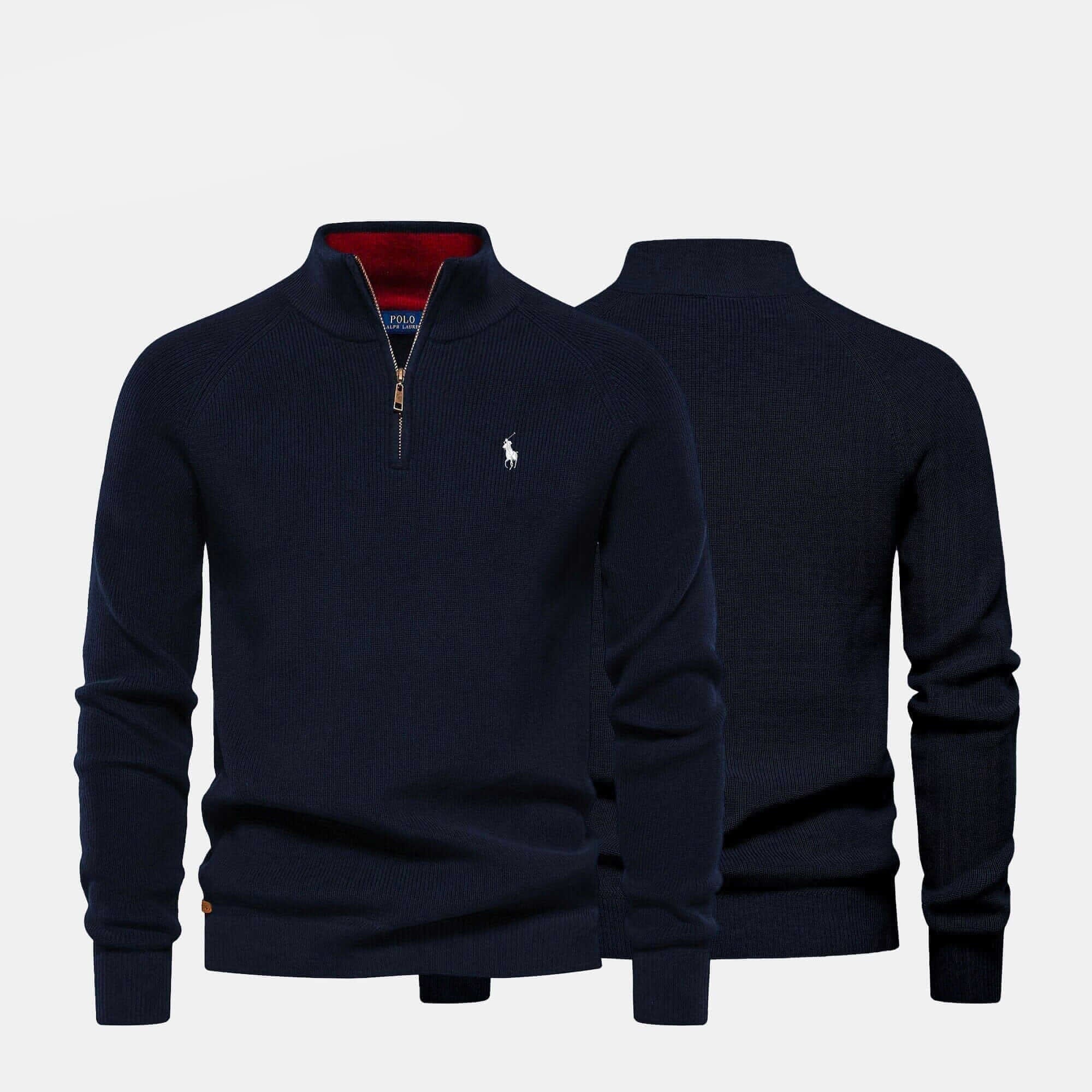 Refined Rib Knit Sweater With Zipper