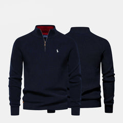 Refined Rib Knit Sweater With Zipper