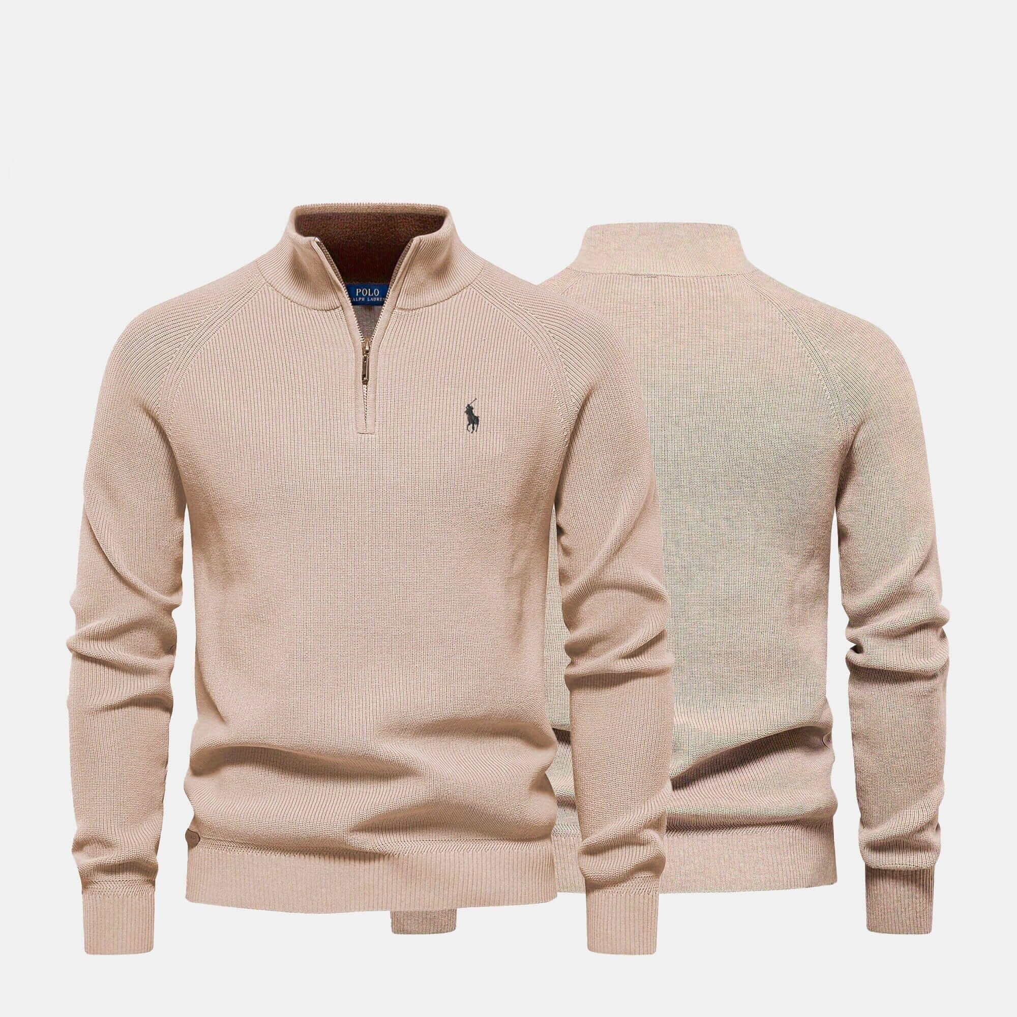 Refined Rib Knit Sweater With Zipper