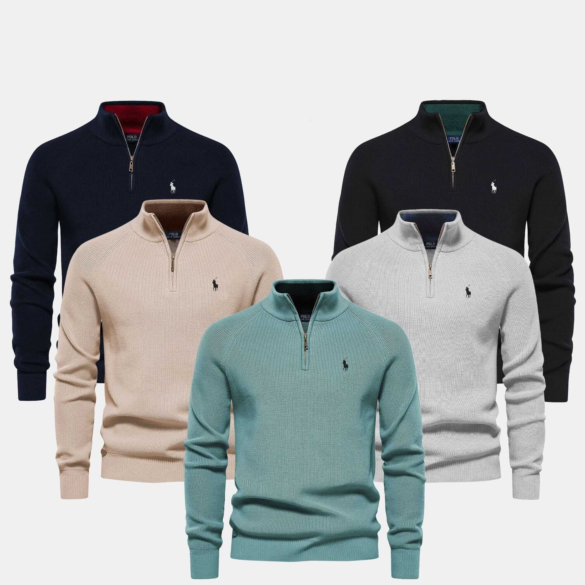 Refined Rib Knit Sweater With Zipper