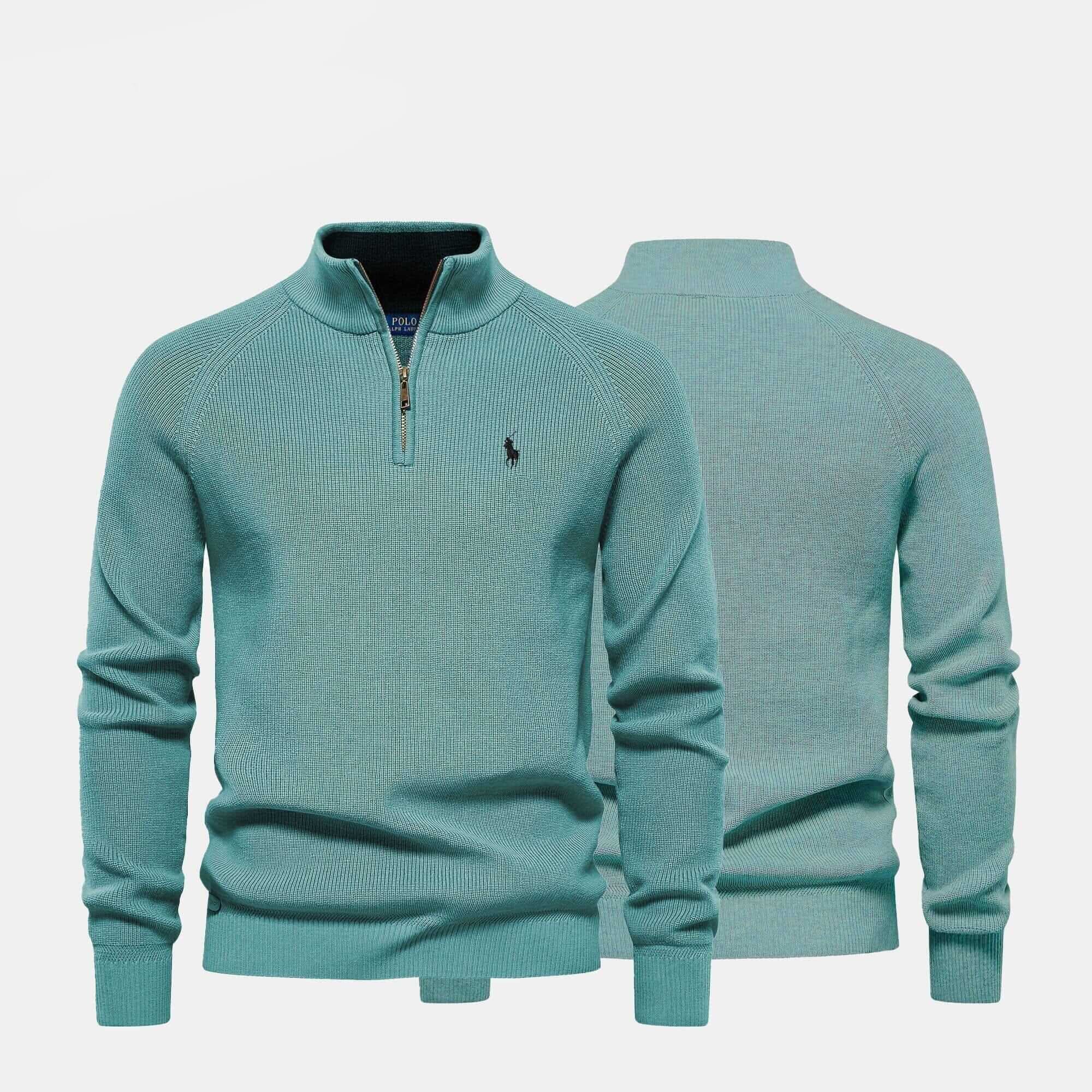 Refined Rib Knit Sweater With Zipper