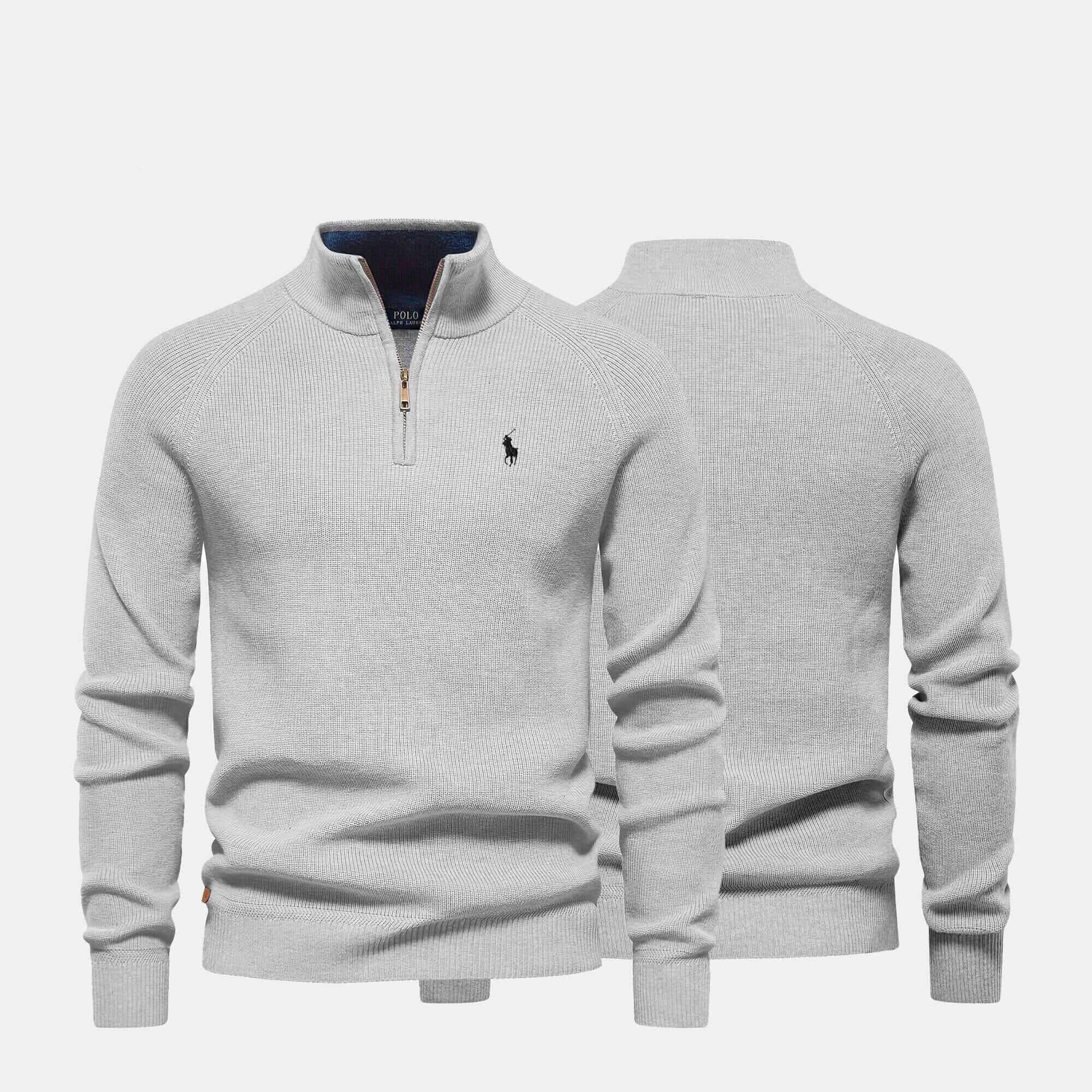 Refined Rib Knit Sweater With Zipper