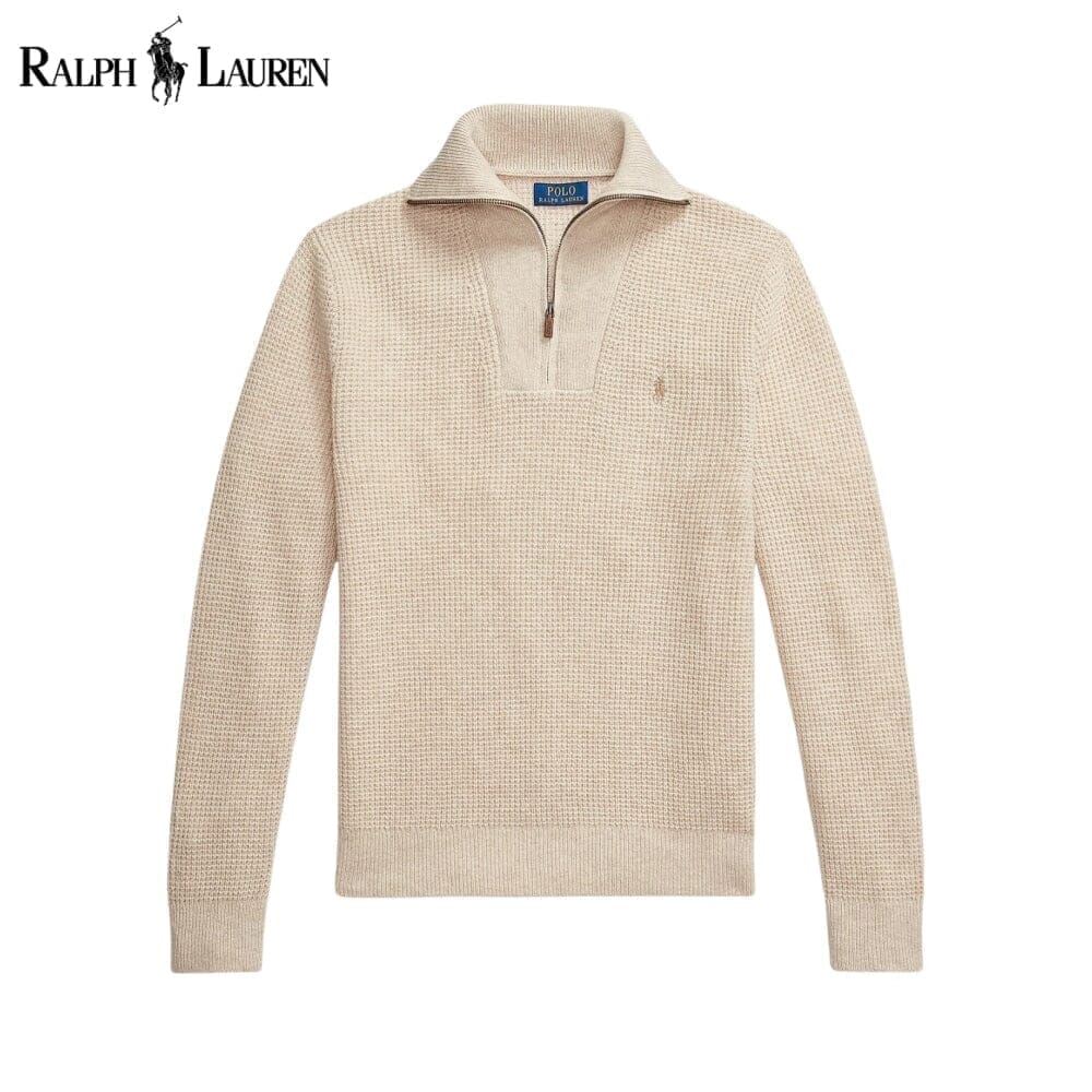 Ralph Lauren Waffelstricksweater From Wolle And Cotton With Quarter Zip