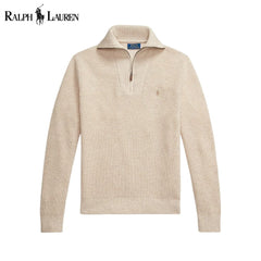 Ralph Lauren Waffelstricksweater From Wolle And Cotton With Quarter Zip