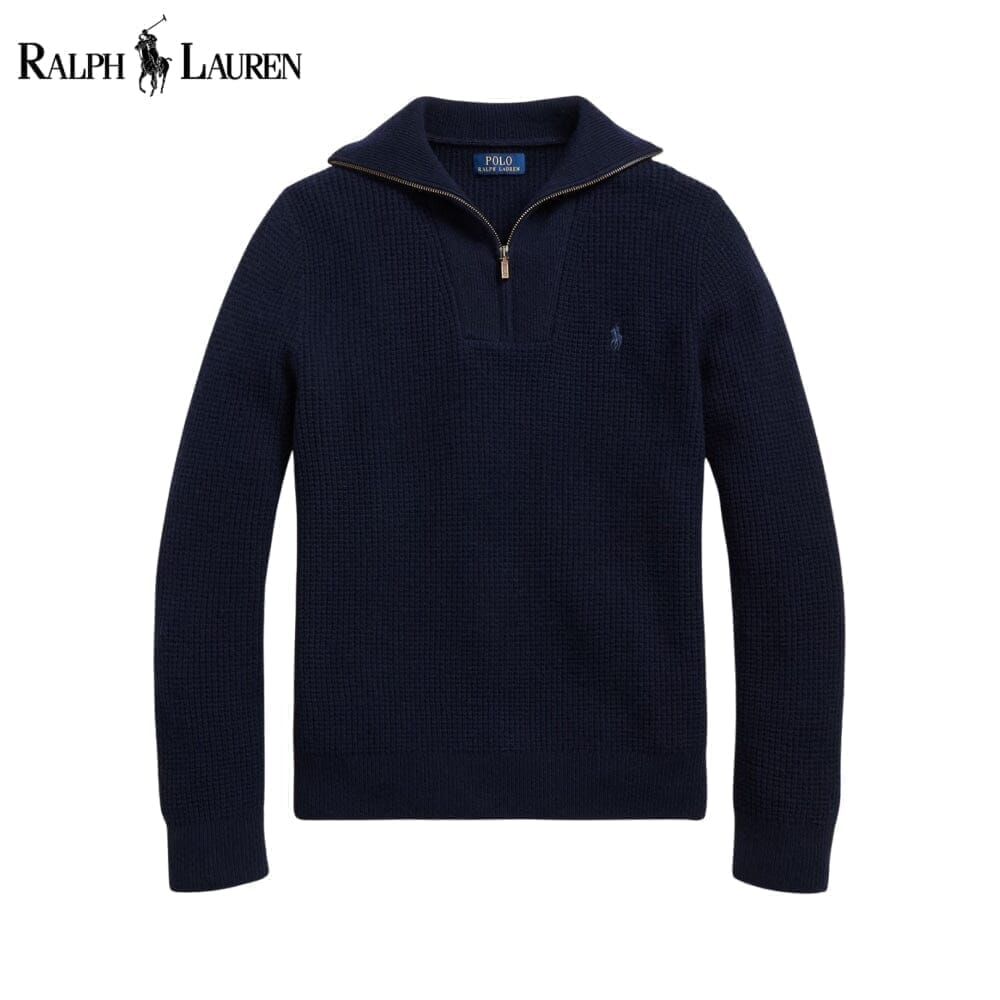 Ralph Lauren Waffelstricksweater From Wolle And Cotton With Quarter Zip