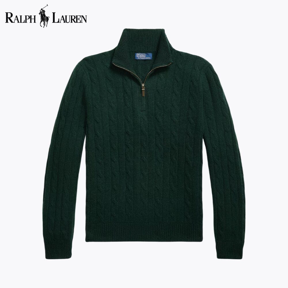 Ralph Lauren Cable Pattern-kaschmirsweater With Quarter Zip