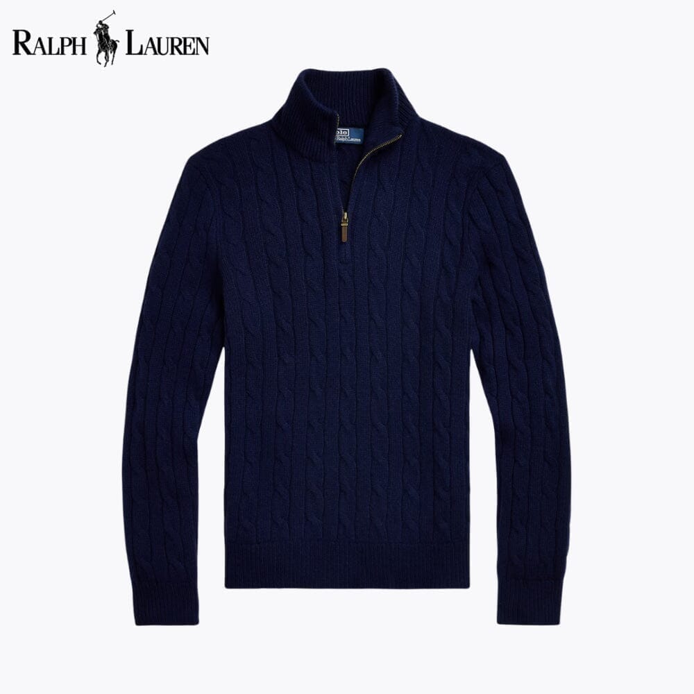 Ralph Lauren Cable Pattern-kaschmirsweater With Quarter Zip