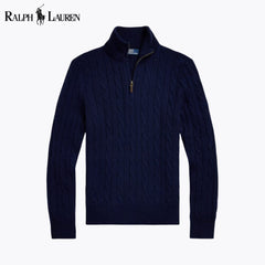 Ralph Lauren Cable Pattern-kaschmirsweater With Quarter Zip