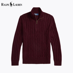 Ralph Lauren Cable Pattern-kaschmirsweater With Quarter Zip