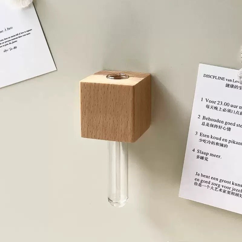 Wooden Test Tube Vase Fridge Magnet Sticker