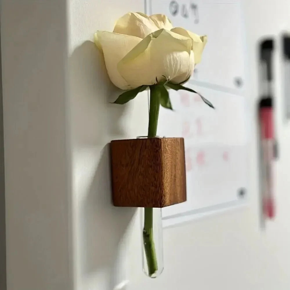 Wooden Test Tube Vase Fridge Magnet Sticker