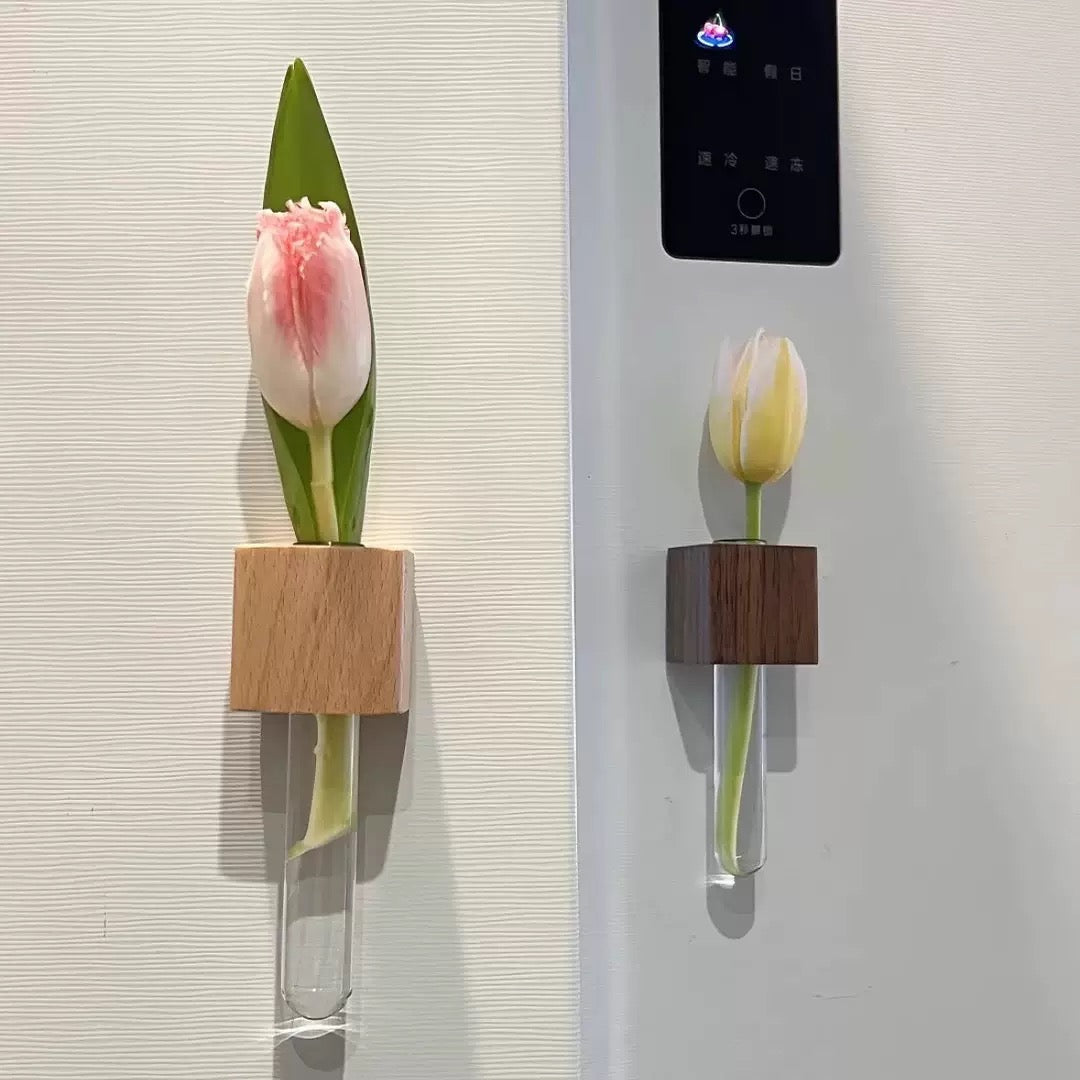 Wooden Test Tube Vase Fridge Magnet Sticker