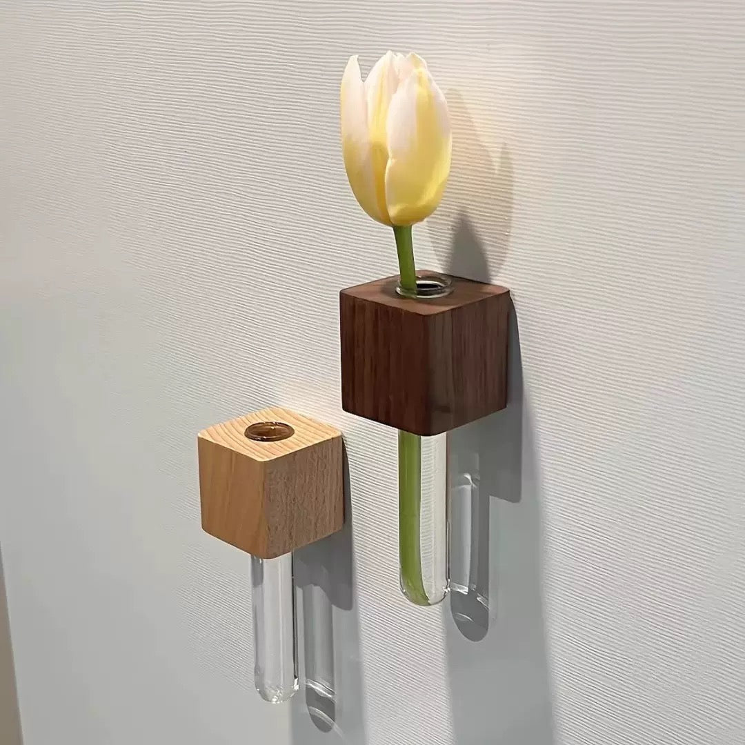 Wooden Test Tube Vase Fridge Magnet Sticker